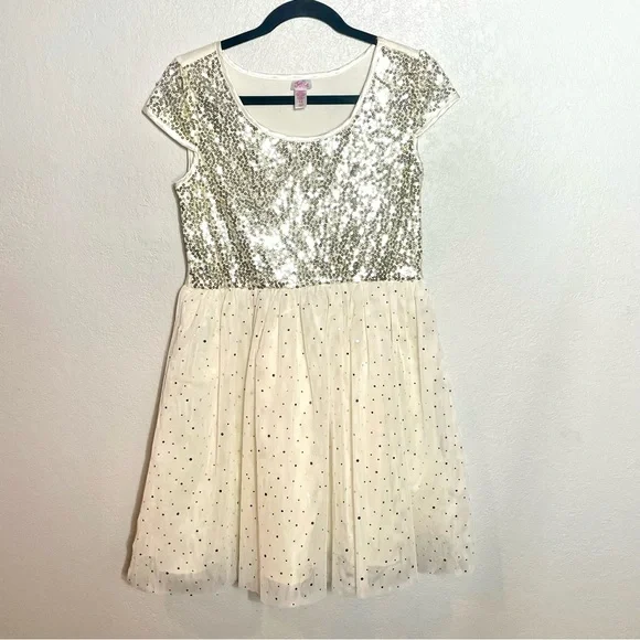 Justice | Dresses | Justice Off White Cream Dress With Gold Sequins Size 8 | Poshmark Justice | Dresses | Justice Off White Cream Dress With Gold Sequins Size 8 | Poshmark